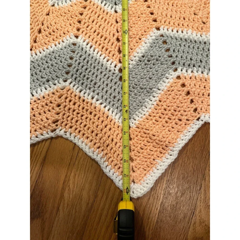Handmade Orange Grey Soft Afghan Woven Throw Blanket